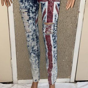 Machine Blue Jeans with Union Jack Flag